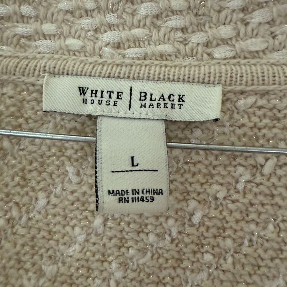 White House Black Market Textured Cream Cardigan with Pockets size L - Picture 4 of 9